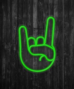 Alternative view of Rock On Emoji Neon Sign