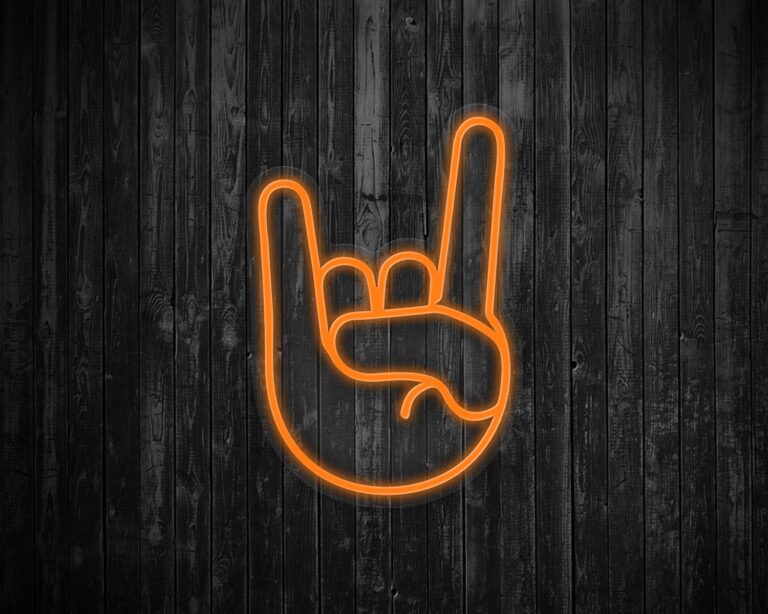Rock On Emoji Neon Sign