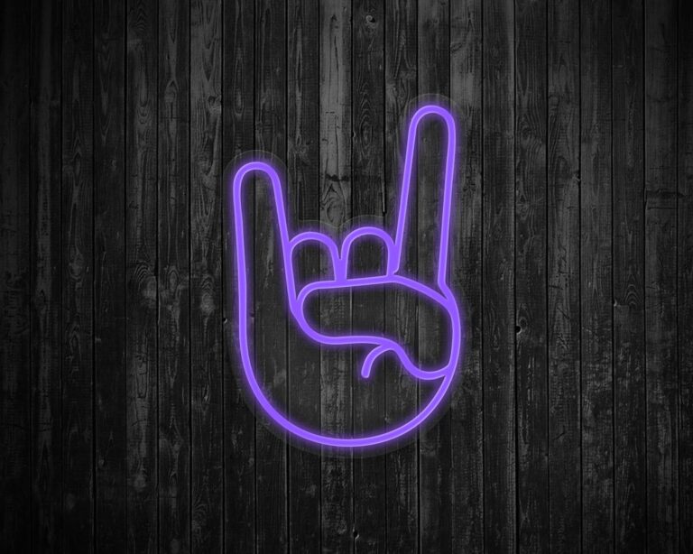 Rock On Emoji Neon Sign