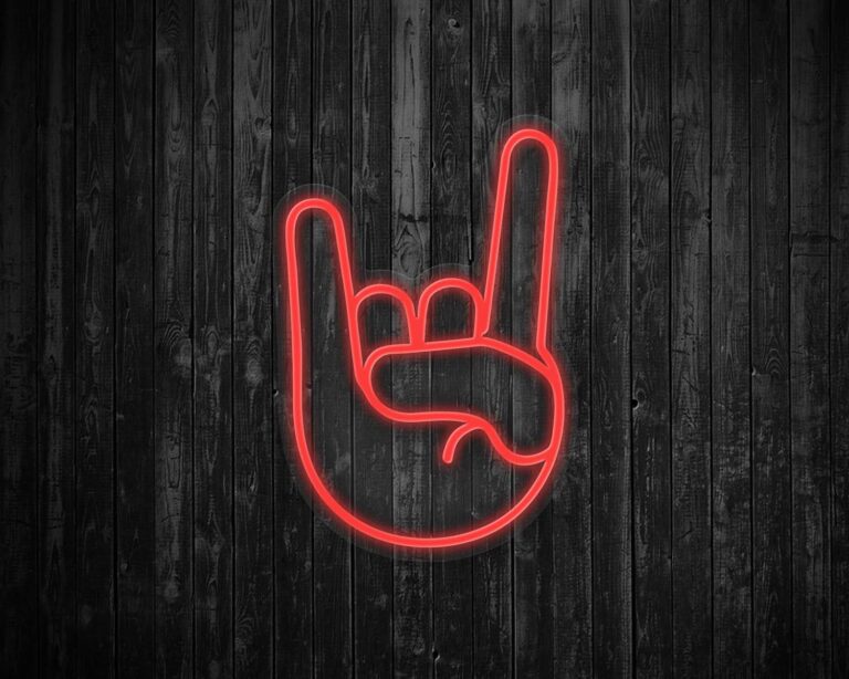Rock On Emoji Neon Sign
