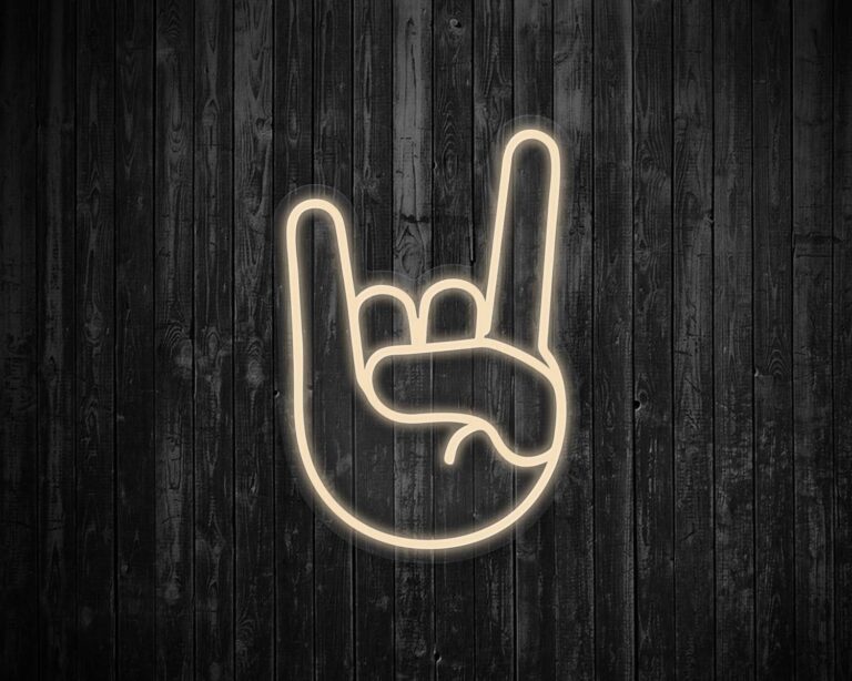 Rock On Emoji Neon Sign