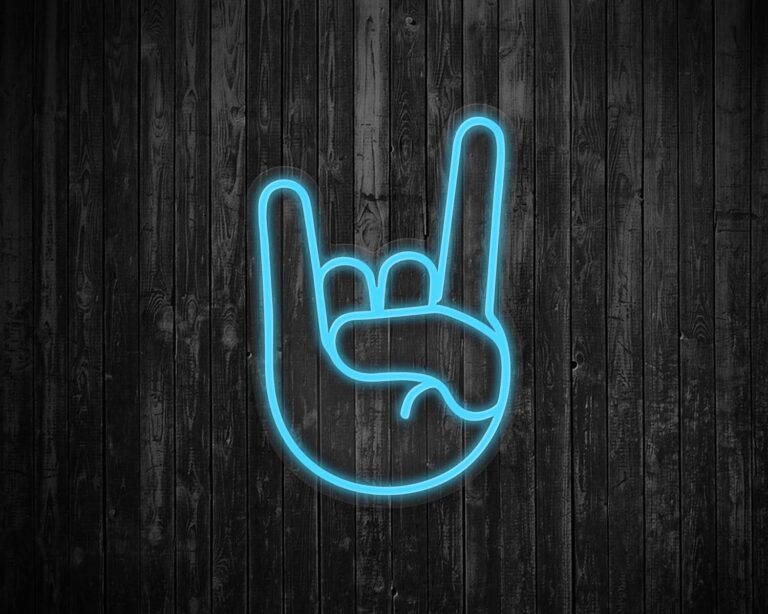Rock On Emoji Neon Sign