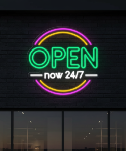 24 Hour Open Led Neon Sign Shop Door Decor Sign