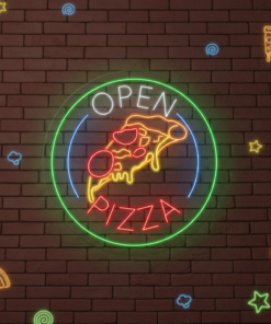 Pizza Restaurant Shop Open Led Neon Sign