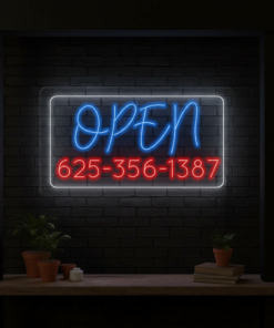 Custom Open Led Neon Sign With Phone Number