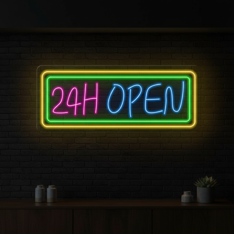24 Hours Open Led Neon Sign Shop Decor Sign