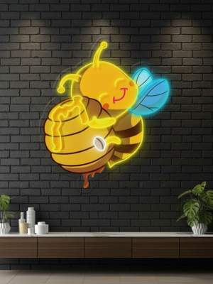 Cute Honey Bee Artwork Neon Sign Home Decor Sign