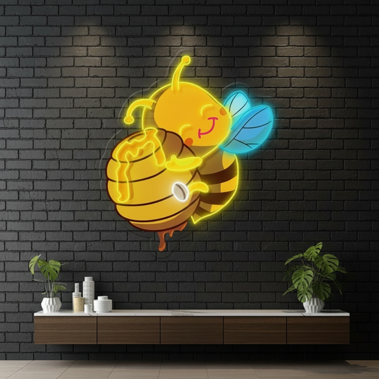 Cute Honey Bee Artwork Neon Sign Home Decor Sign