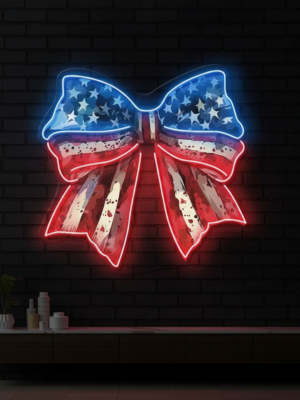 Patriotic Bow 4th of July Artwork Led Neon Sign