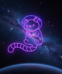 Space Cat LED Light Sign Kid Nursery Room Wall Decor