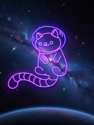 Space Cat LED Light Sign Kid Nursery Room Wall Decor