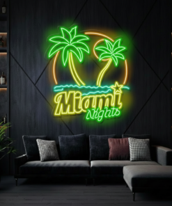 Tropical Miami Nights Neon Wall Decor Sign