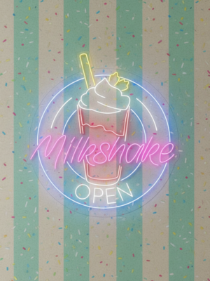Milkshake Shop Open Neon Sign Wall Decor Sign