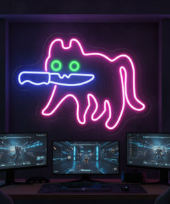 Sneaky Cat Neon Sign Cute Bedroom Mood Booster Light
