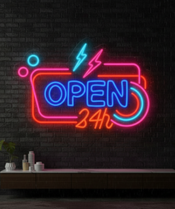 24H Open Neon Sign Led Shop Decor Sign