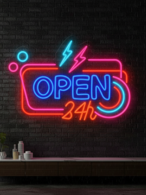 24H Open Neon Sign Led Shop Decor Sign