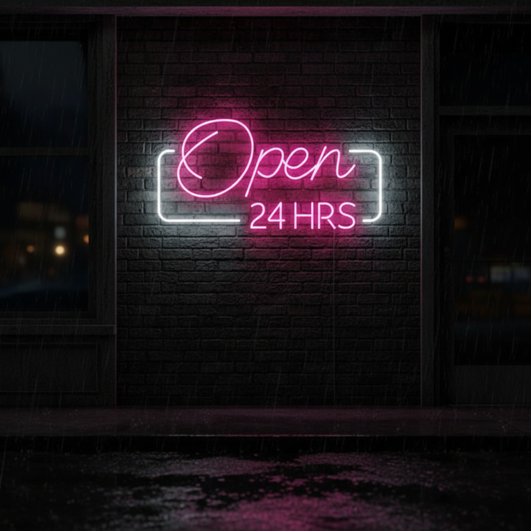 24 Hours Open Led Neon Sign for Shop Decor