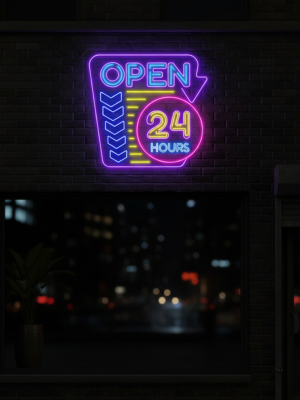 24 Hours Led Open Neon Sign Business Shop Decor Signs