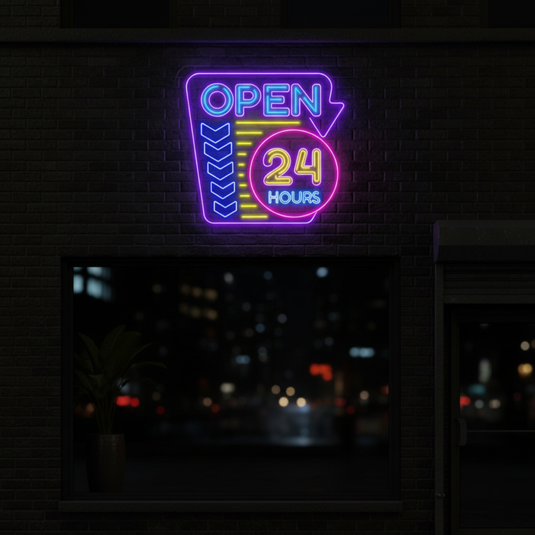 24 Hours Led Open Neon Sign Business Shop Decor Signs