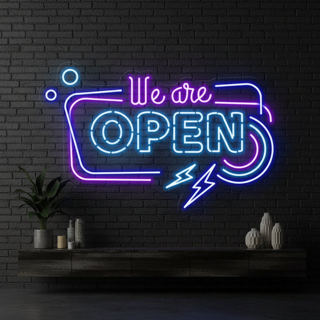 Colorful We're Open Led Neon Sign - Image 5