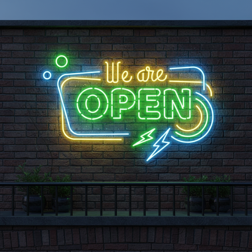 Colorful We're Open Led Neon Sign - Image 6