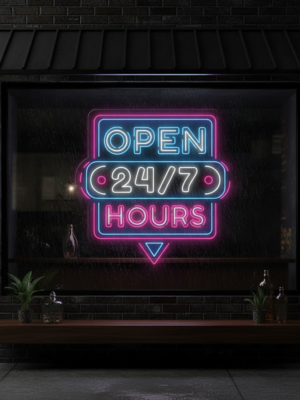 24 Hour Open Led Neon Sign Shop Decor Sign