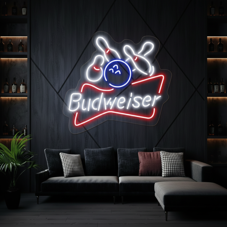 Budweiser Bowling Ball Led  Neon Sign Bar Wall Decor Sign