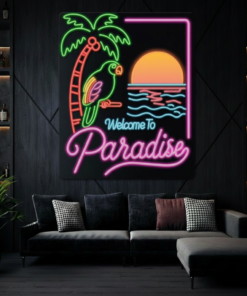 Welcome to Paradise Neon Sign Summer Party Decor Sign