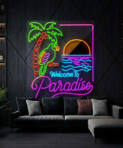 Alternative view of Welcome to Paradise Neon Sign Summer Party Decor Sign