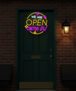 Alternative view of We Are Open Come In Neon Sign Shop Open Sign