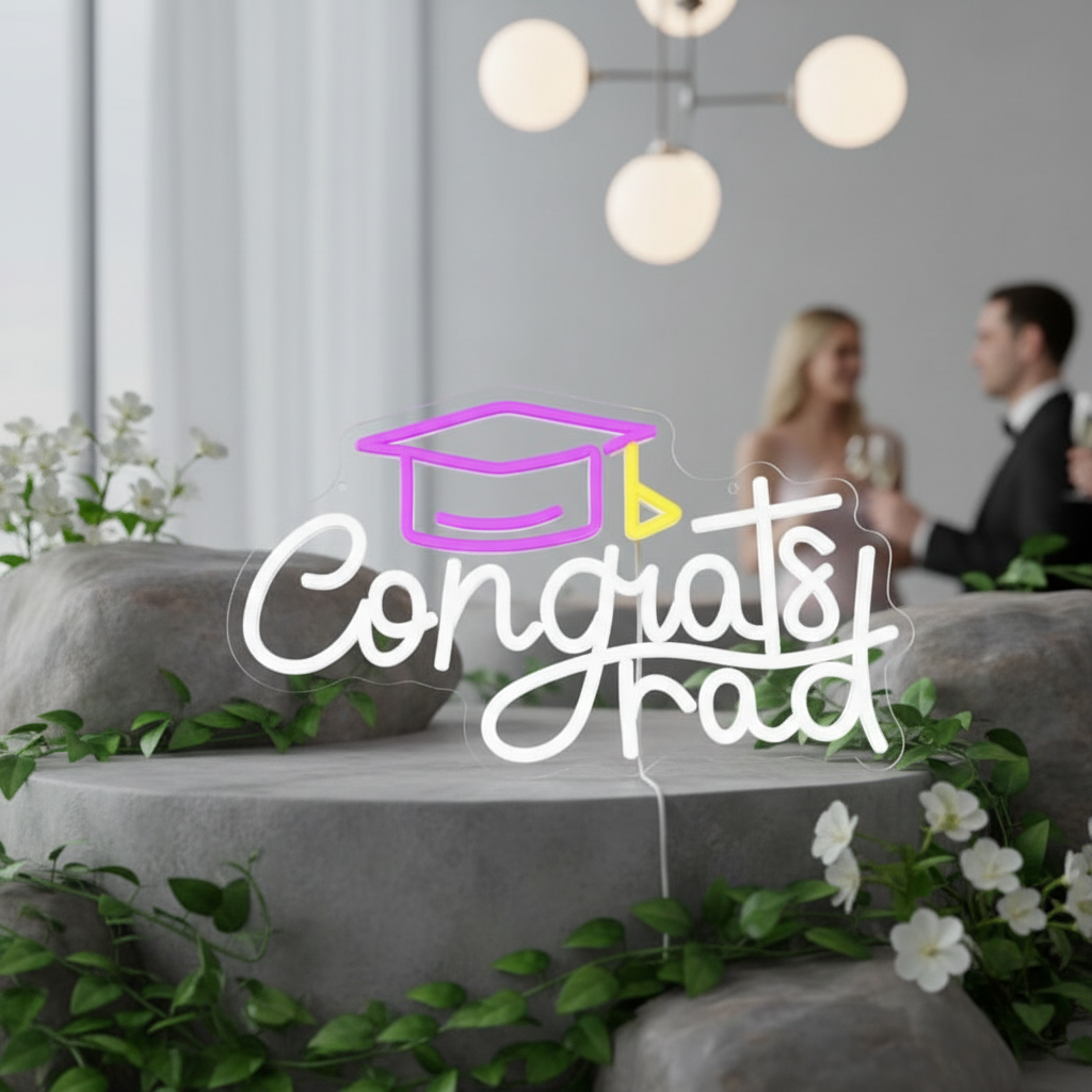2025 Congrats Grad Sign Graduation Cap Led Neon Sign - Image 2
