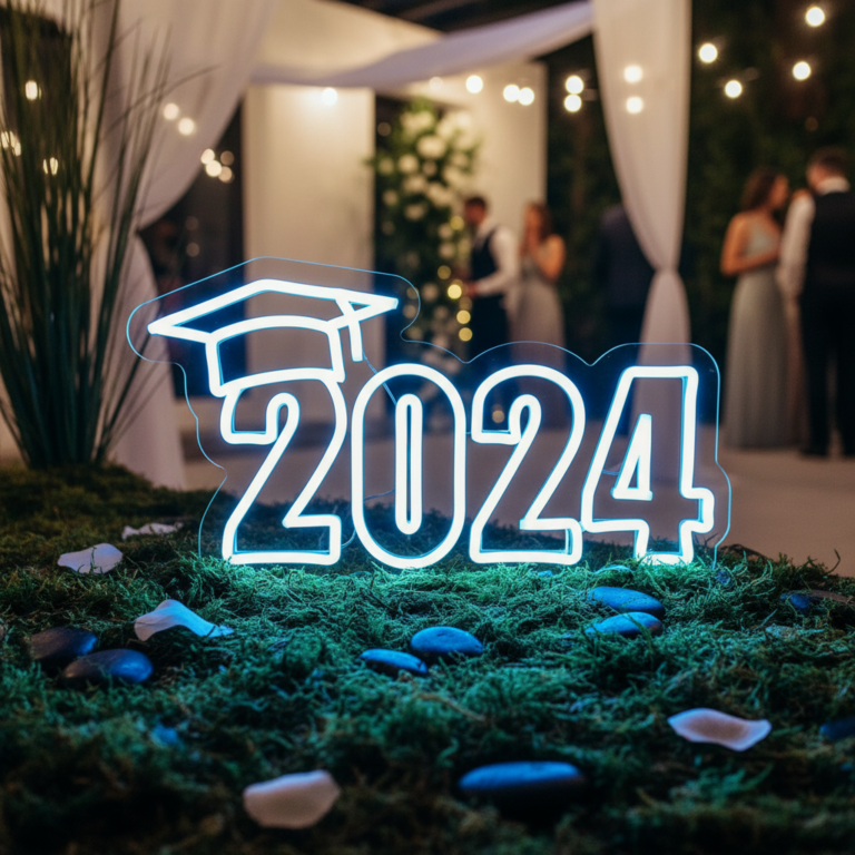 2025 Hat LED Neon Sign Grad Prom Party Decor Sign