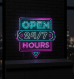 24 Hour Open Led Neon Sign Shop Decor Sign