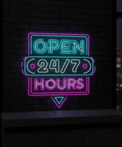 Alternative view of 24 Hour Open Led Neon Sign Shop Decor Sign