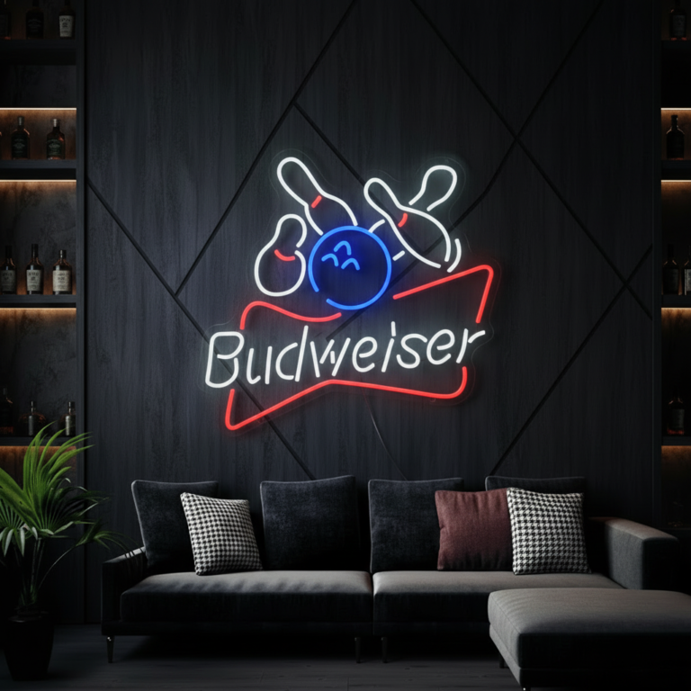 Budweiser Bowling Ball Led  Neon Sign Bar Wall Decor Sign