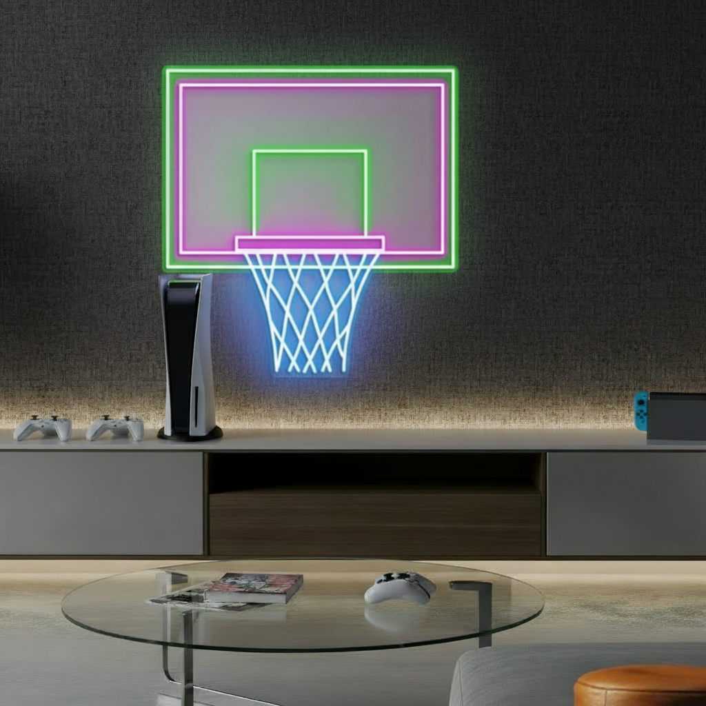 Basketball Hoop LED Neon Light Game Room Decor Sign - Image 3