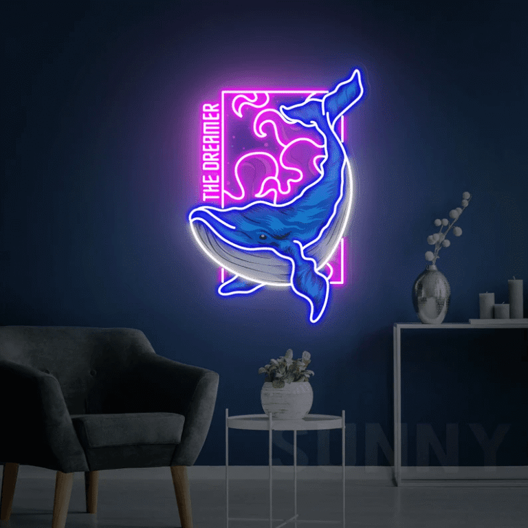 Blue Whale Neon Sign Home Business Wall Decor Art