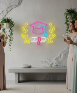 Alternative view of Book Graduation Cap  Flower Led Neon Sign