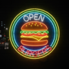 Burger Shop Open Led Neon Sign