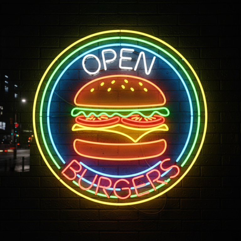 Burger Shop Open Led Neon Sign
