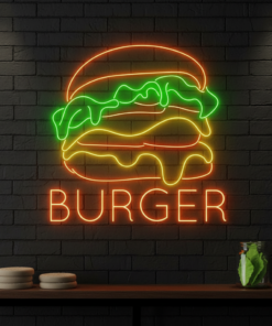 Burgers Restaurant Neon Sign Shop Wall Decor Art Sign