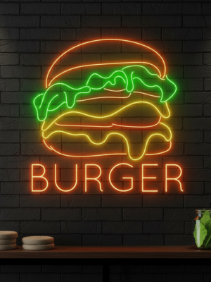 Burgers Restaurant Neon Sign Shop Wall Decor Art Sign