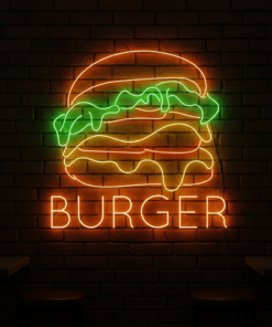 Alternative view of Burgers Restaurant Neon Sign Shop Wall Decor Art Sign