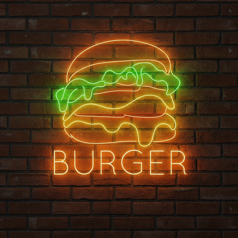 Burgers Restaurant Neon Sign Shop Wall Decor Art Sign
