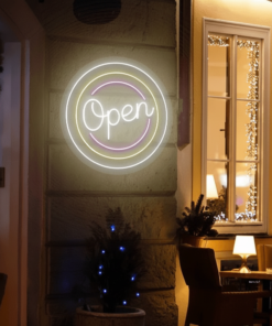 Alternative view of Circle Colorful Open Neon Sign Shop Decor Led Sign