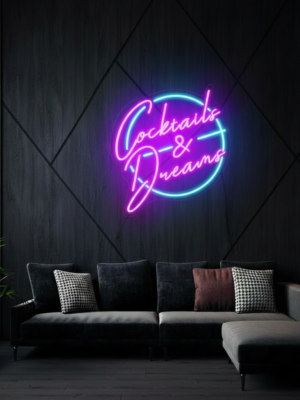 Cocktails and Dreams Neon Sign Bar Wall Decor Sign