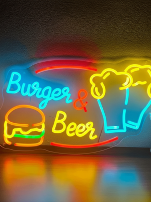 Custom Burger And Beer Neon Sign Fast Food Neon Light