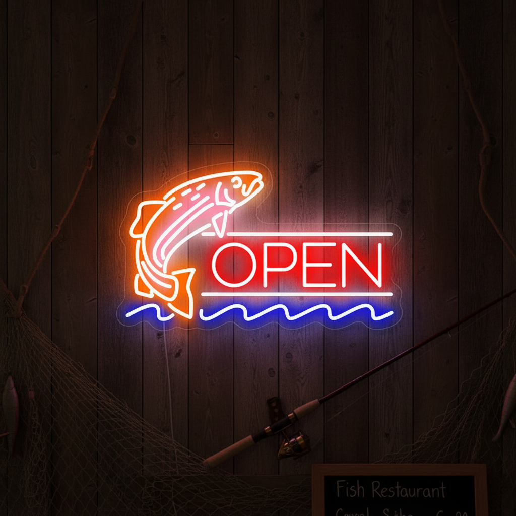 Fish Open Neon Sign Led Shop Decor Neon Sign - Image 5