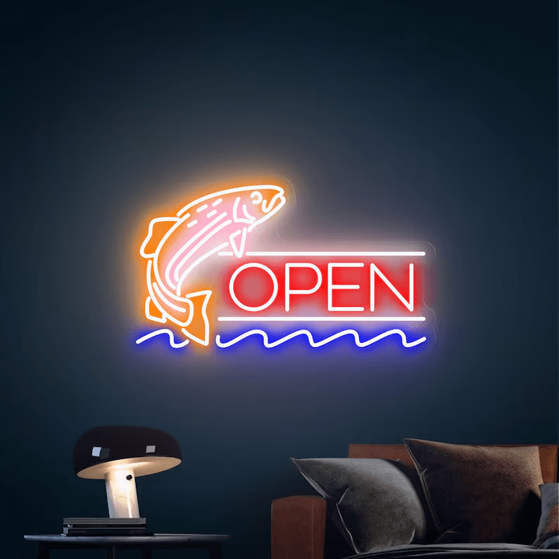 Fish Open Neon Sign Led Shop Decor Neon Sign - Image 10