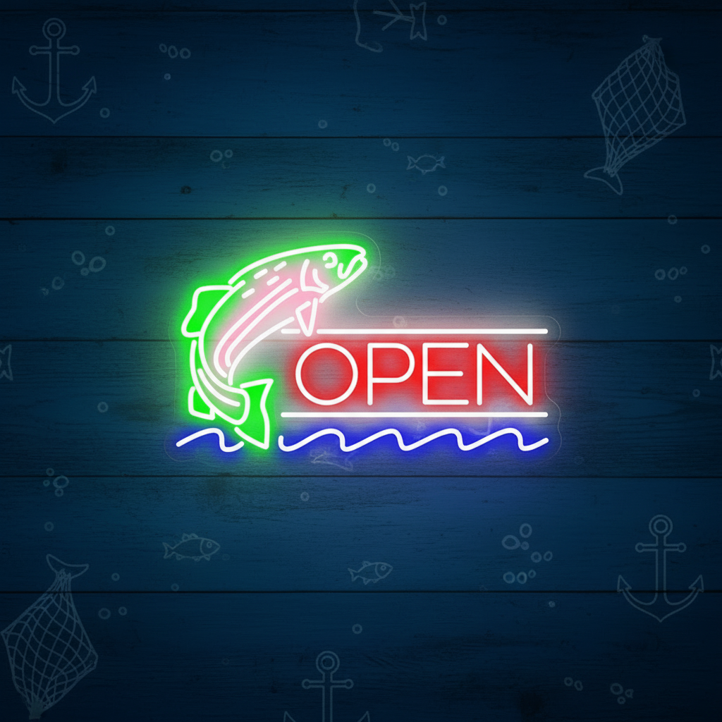 Fish Open Neon Sign Led Shop Decor Neon Sign - Image 3